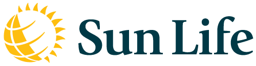 The Sun Life logo features a stylized yellow sun with curved lines beside the words Sun Life in dark green text.
